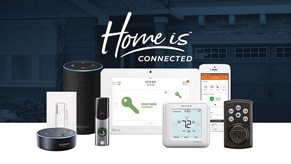 Connected home security system devices